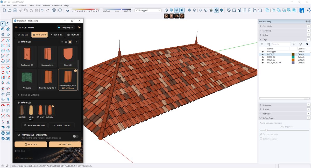 MakeRoof 1.1.9 tạo mái ngói Địa Trung Hải trong SketchUp